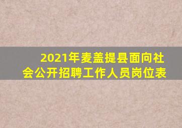 2021年麦盖提县面向社会公开招聘工作人员岗位表